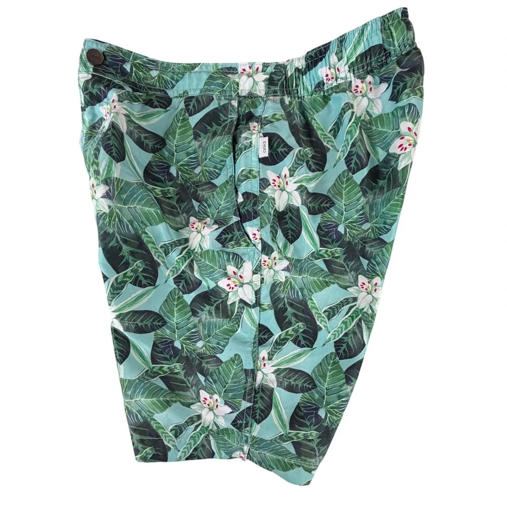 Onia Mens Tropical Floral‎ Swim Trunks Teal Green Board Shorts Size S